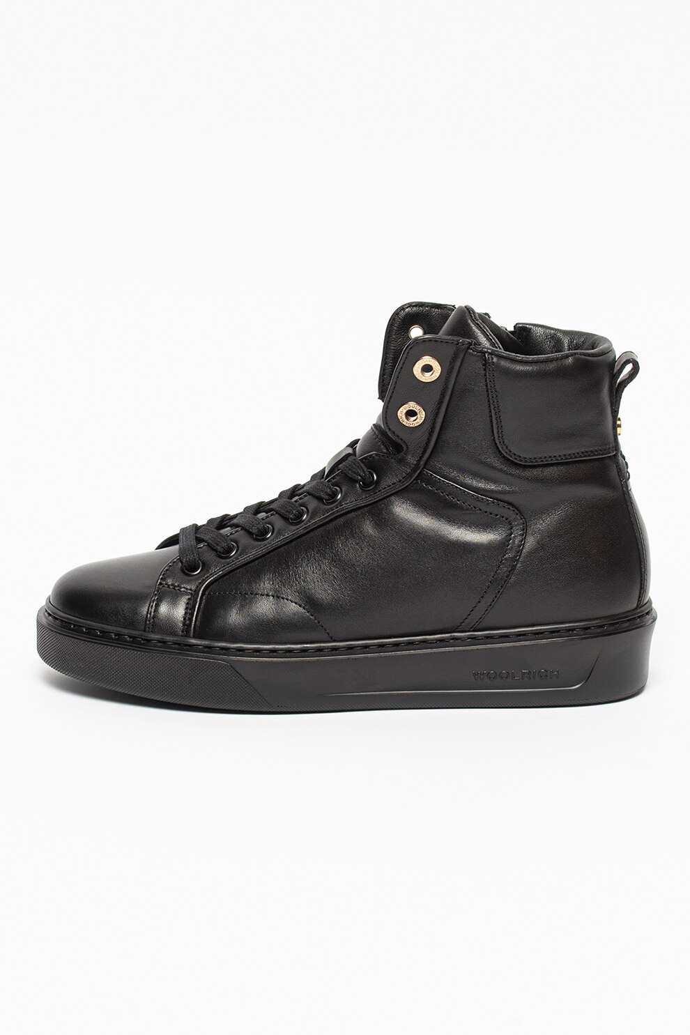 Woolrich, Pantofi sport inalti de piele, Negru