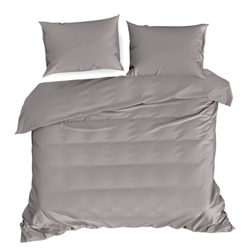 Set Lenjerie de Pat Bumbac Satinat, 160x200, Eurofirany, NOVA3, Gri inchis Set Lenjerie de Pat Bumbac Satinat, 160x200, Eurofirany, NOVA3, Gri inchis