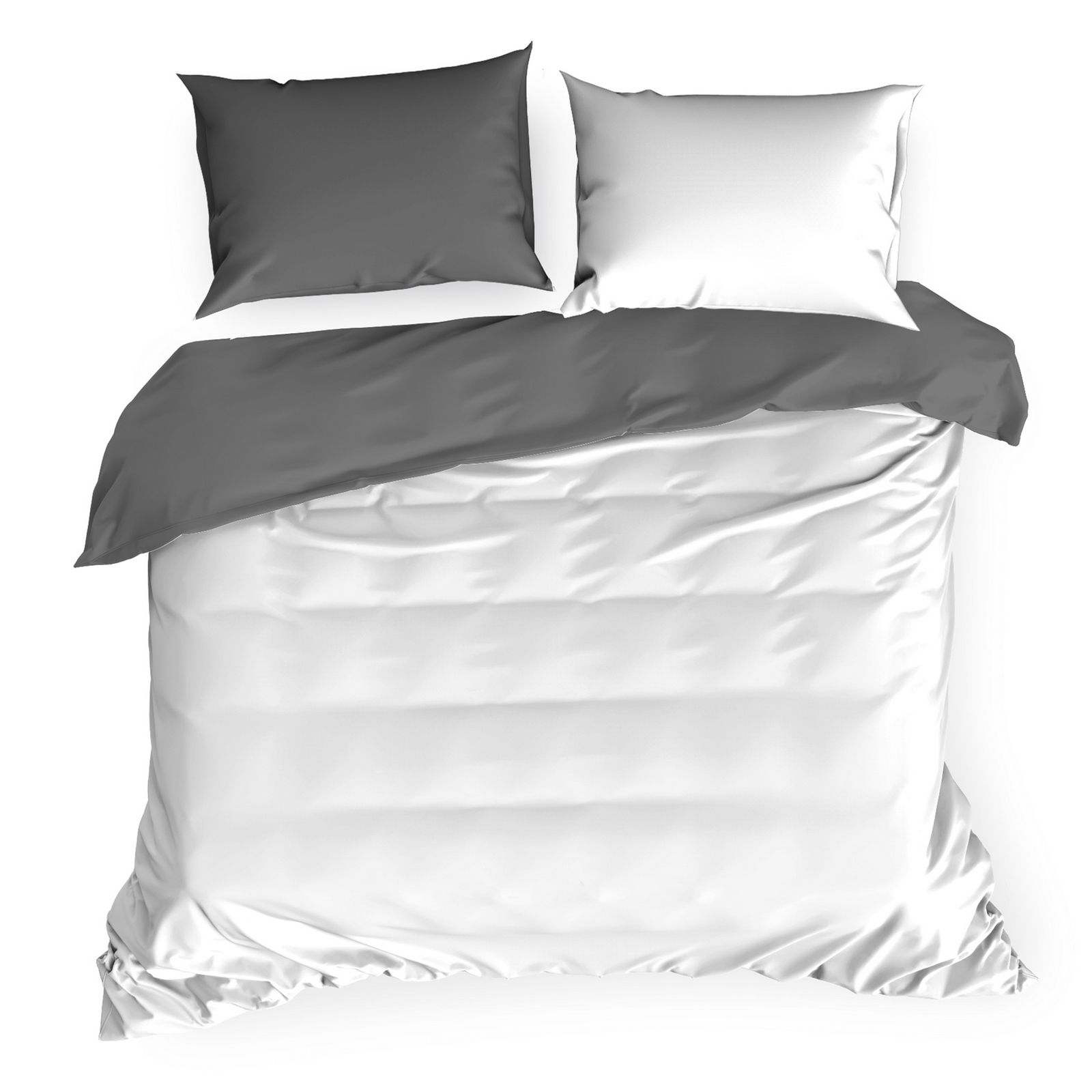 Set Lenjerie de Pat Bumbac Satinat, 180x200, Eurofirany, NOVA3 Alb/Gri1