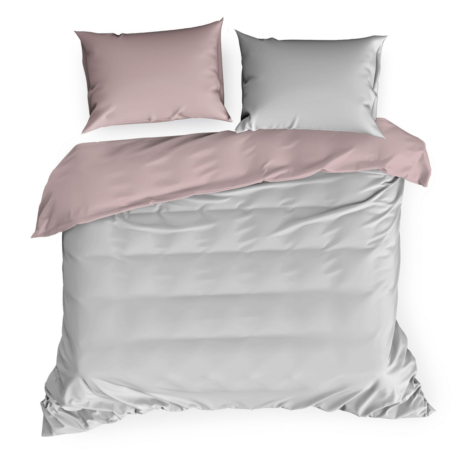 Set Lenjerie de Pat Bumbac Satinat, 180x200, Eurofirany, NOVA3 Gri/Roz