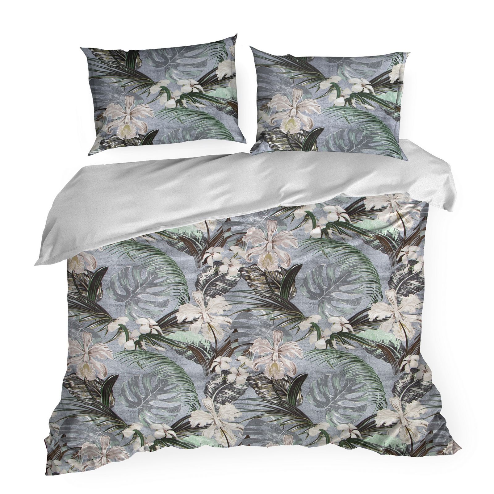 Set Lenjerie de Pat, Bumbac satinat, Eurofirany, NIKA, 200x220 flori exotice multicolor