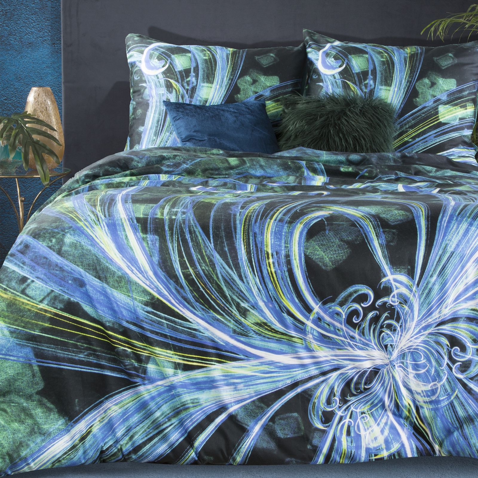 Set Lenjerie de Pat, Bumbac satinat, Eurofirany Eva Minge EMERA, 160x200 Multicolor
