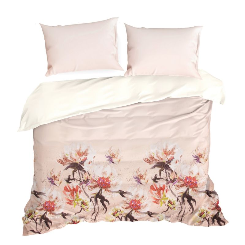 Set Lenjerie de Pat, Bumbac satinat, Eurofirany ANET, 200x220 Alb/Roz