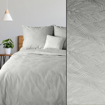 Set Lenjerie de Pat, Bumbac satinat, DAMASK 200X220 gri deschis Set Lenjerie de Pat, Bumbac satinat, DAMASK 200X220 gri deschis