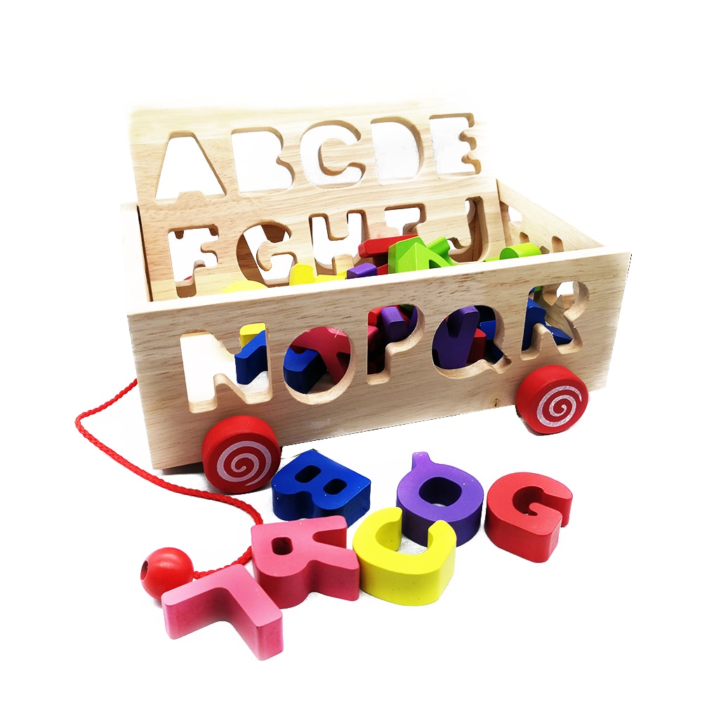 Camion de lemn cu litere incastrabile din lemn 26 x 19cm, Vision