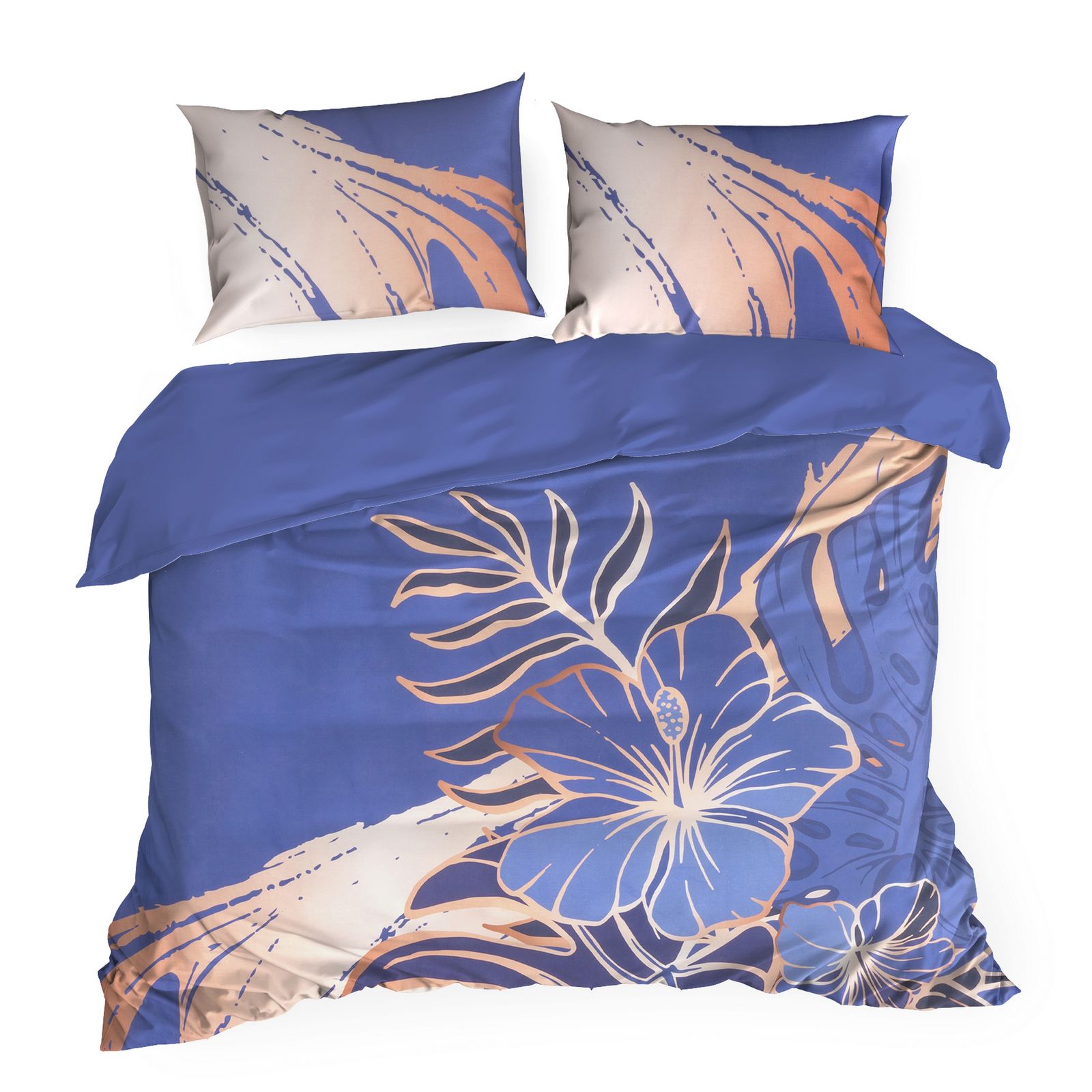 Lenjerie de pat din bumbac, Eurofirany ADEL 160x200 Portocaliu/Blue