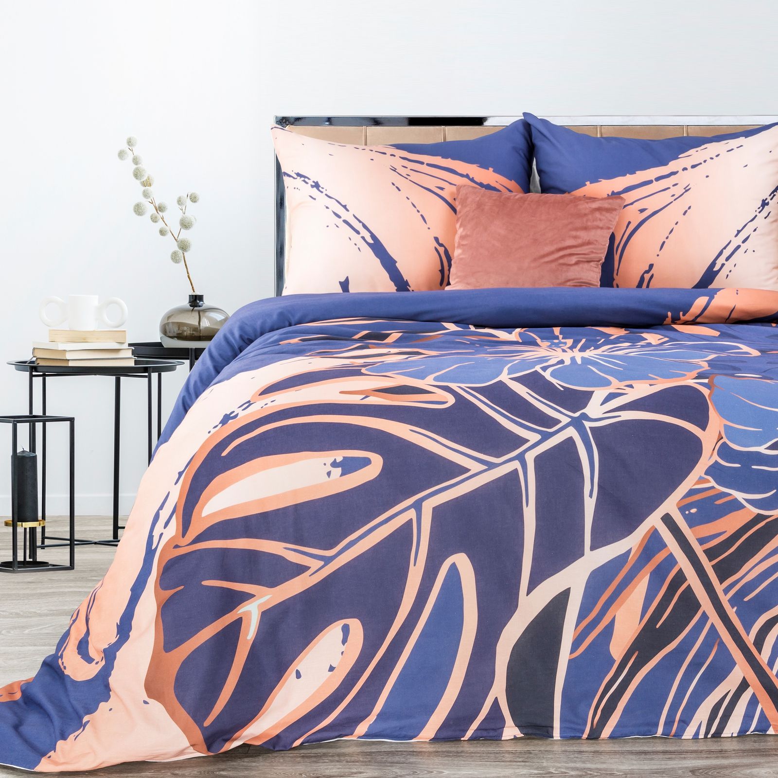 Lenjerie de pat din bumbac, Eurofirany ADEL 200x220 Portocaliu/Blue