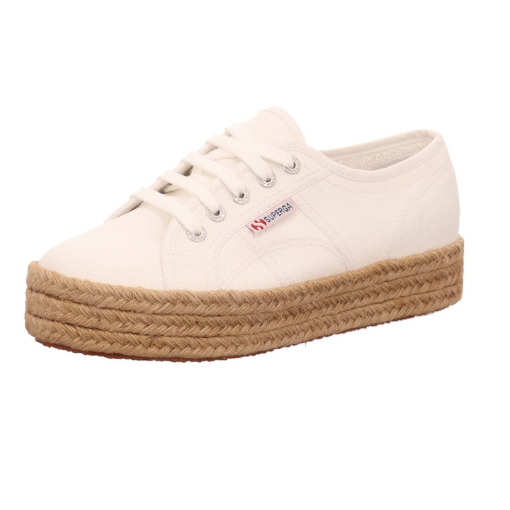 Pantofi sport cu platforma Superga, Textil, Alb