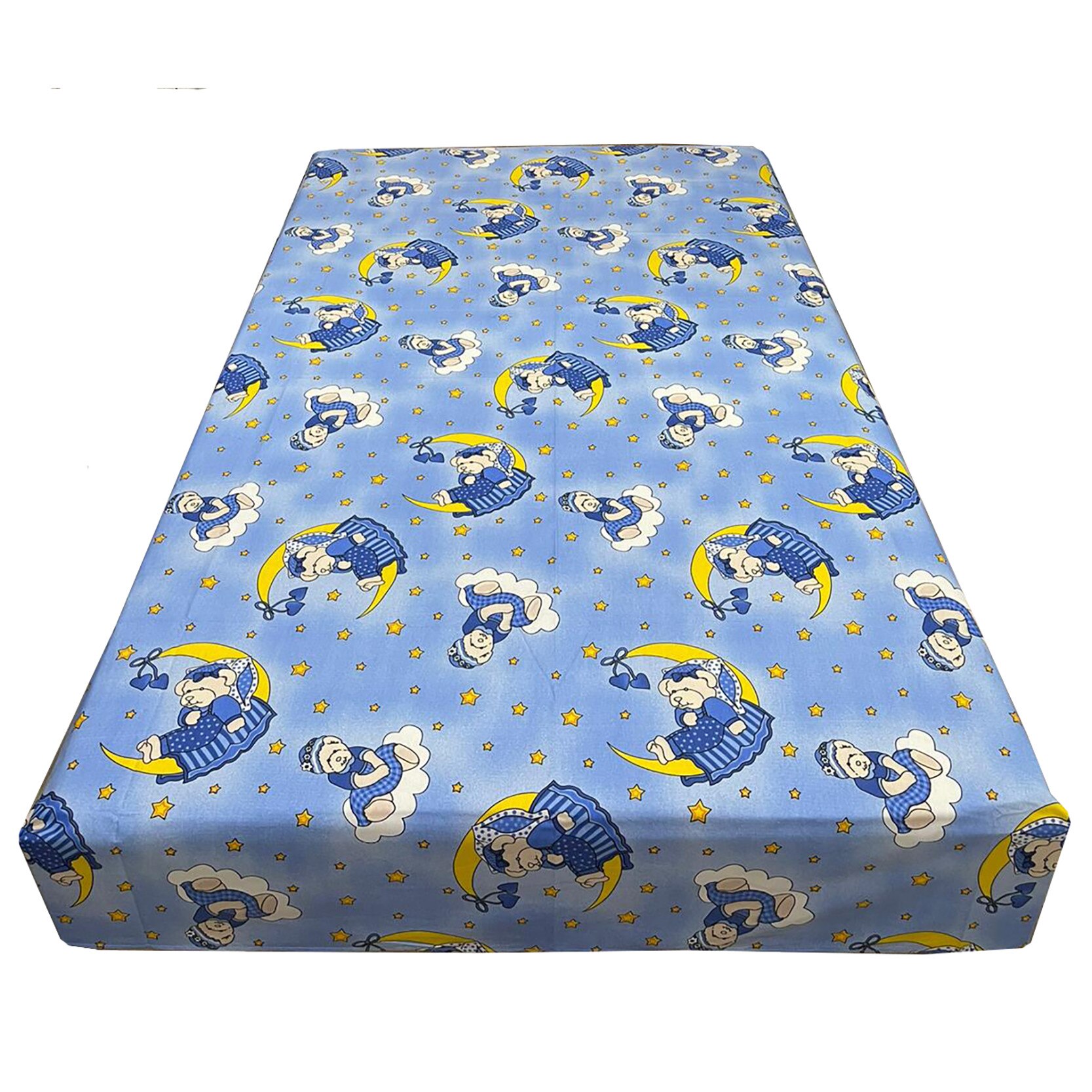Cearceaf albastru 140x215cm pentru pat single, pentru saltea de 90 cm, 