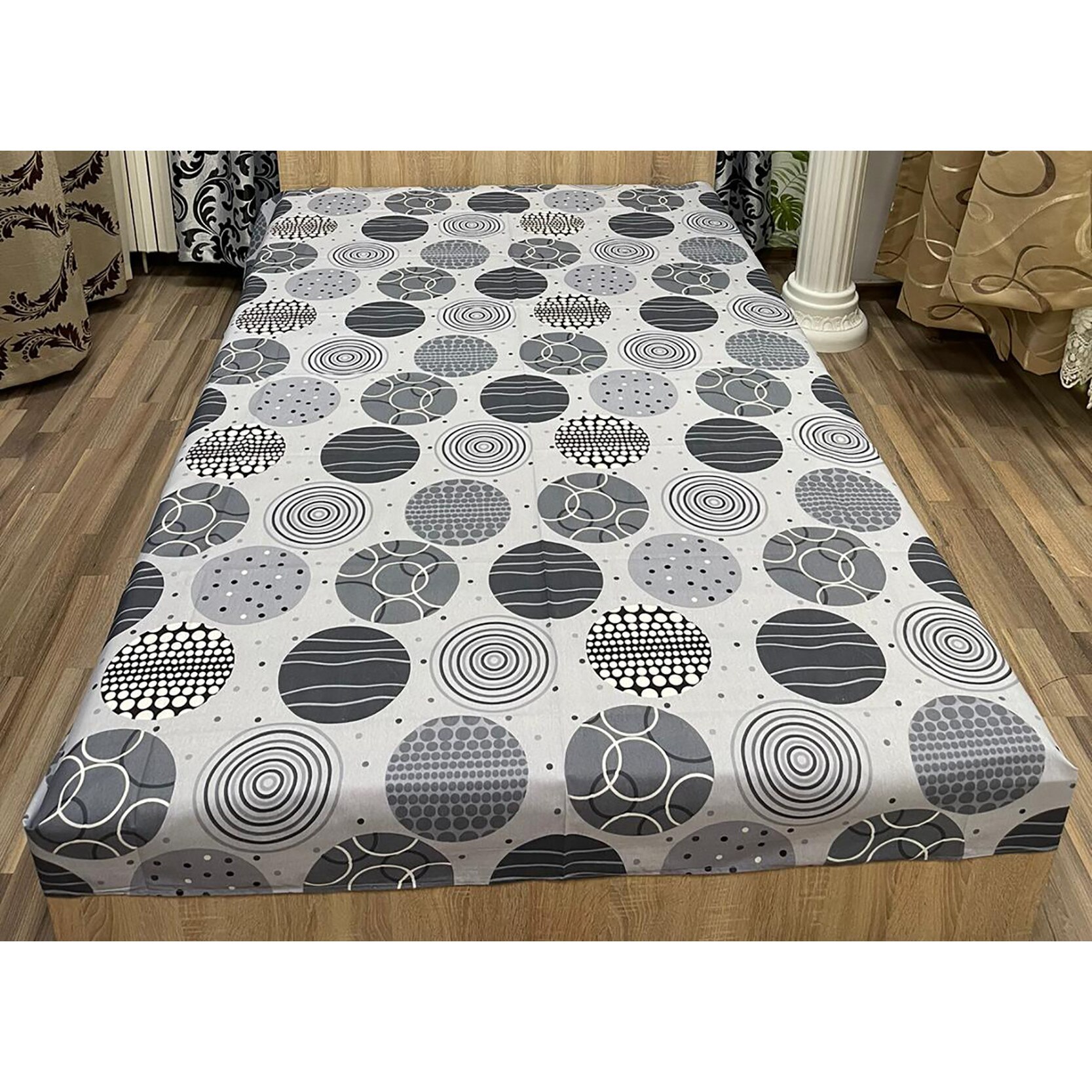 Cearceaf gri 250x215cm pentru pat dublu, pentru saltea mai mare de 180cm, 