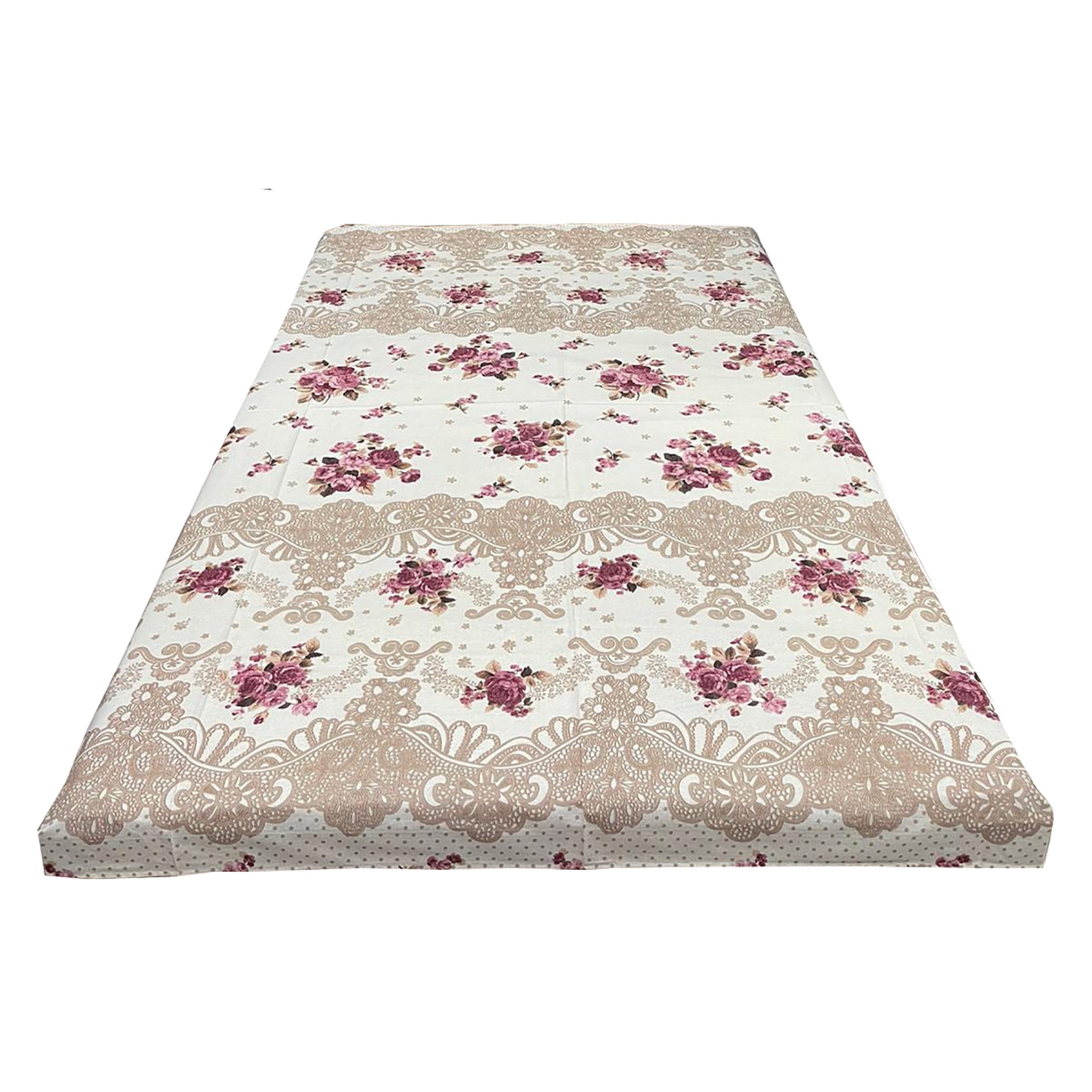 Cearceaf crem/rosu 250x215cm pentru pat dublu, pentru saltea mai mare de 180cm, 