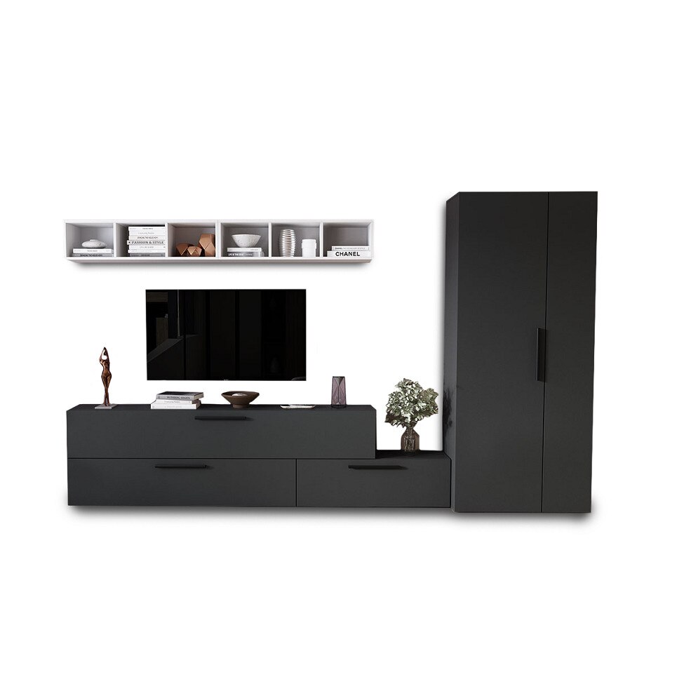 Set Living Pati 106 Mobila Sufragerie Gri ,Alb H 185 x A 35 x L 309.8 cm