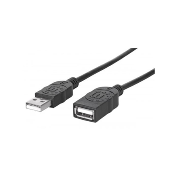 Manhattan 338653 Hi-Speed USB hosszabbító kábel apa/anya, 1,8m, fekete