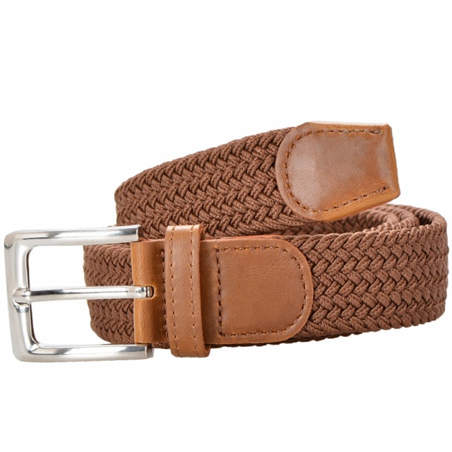 Curea elastica Pufo Casual pentru barbati 105-125 x 3.5 cm, reglabila, maro