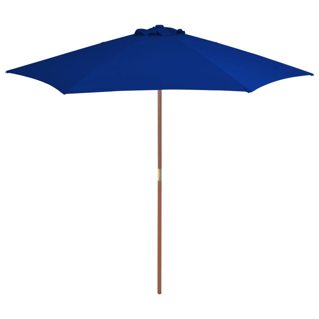 Umbrela de soare de exterior cu stalp de lemn vidaXL, 270 x 244 cm, Albastru