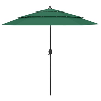 Umbrela de soare cu 3 niveluri cu stalp de aluminiu vidaXL, 250 x 229 cm, Verde Umbrela de soare cu 3 niveluri cu stalp de aluminiu vidaXL, 250 x 229 cm, Verde