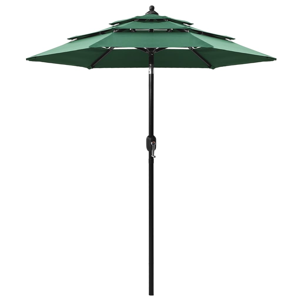 Umbrela de soare cu 3 niveluri cu stalp de aluminiu vidaXL, 200 x 228 cm, Verde