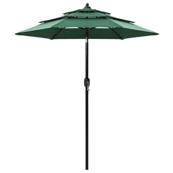 Umbrela de soare cu 3 niveluri cu stalp de aluminiu vidaXL, 200 x 228 cm, Verde Umbrela de soare cu 3 niveluri cu stalp de aluminiu vidaXL, 200 x 228 cm, Verde