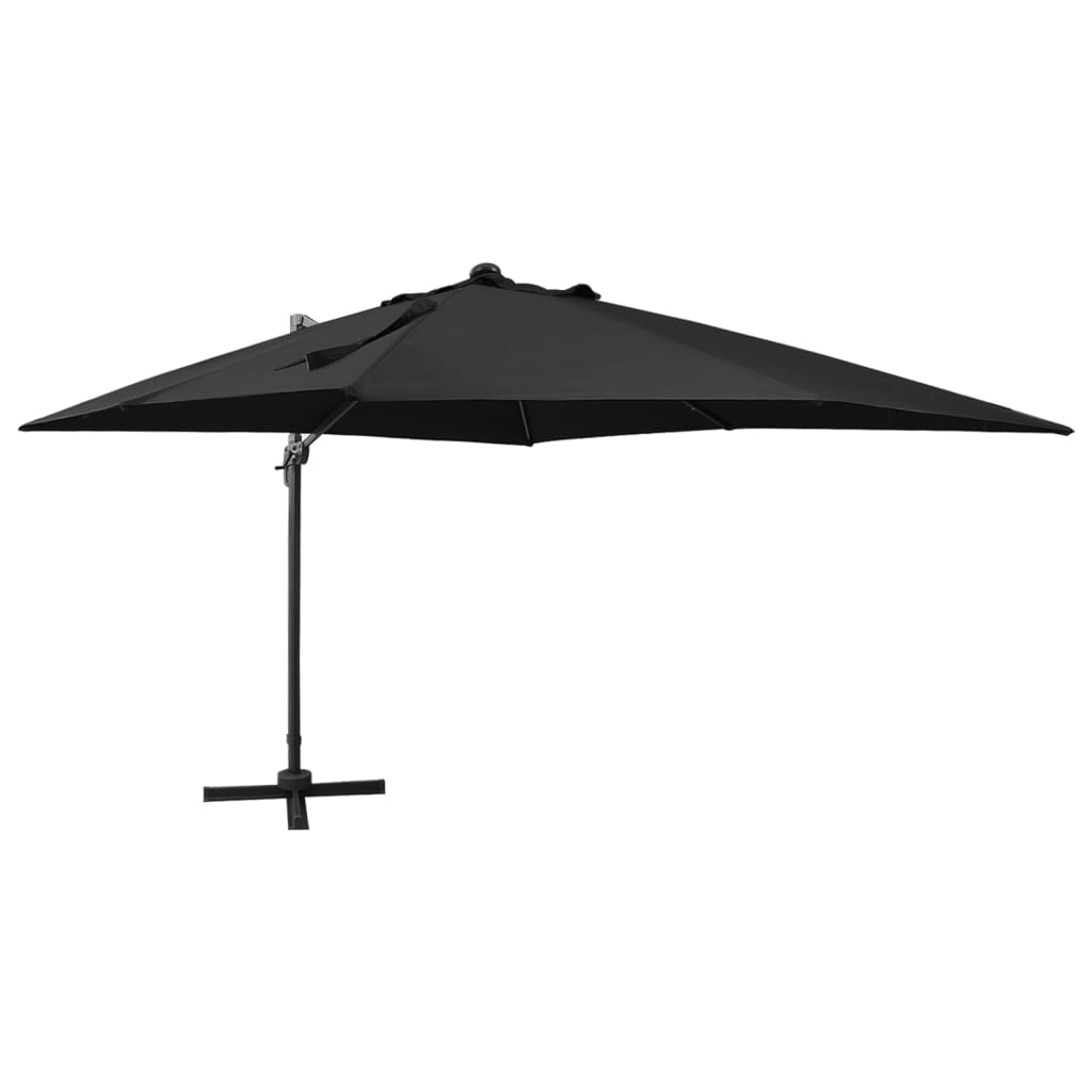 Umbrela suspendata cu stalp si LED-uri vidaXL, 300 x 258 cm, Negru