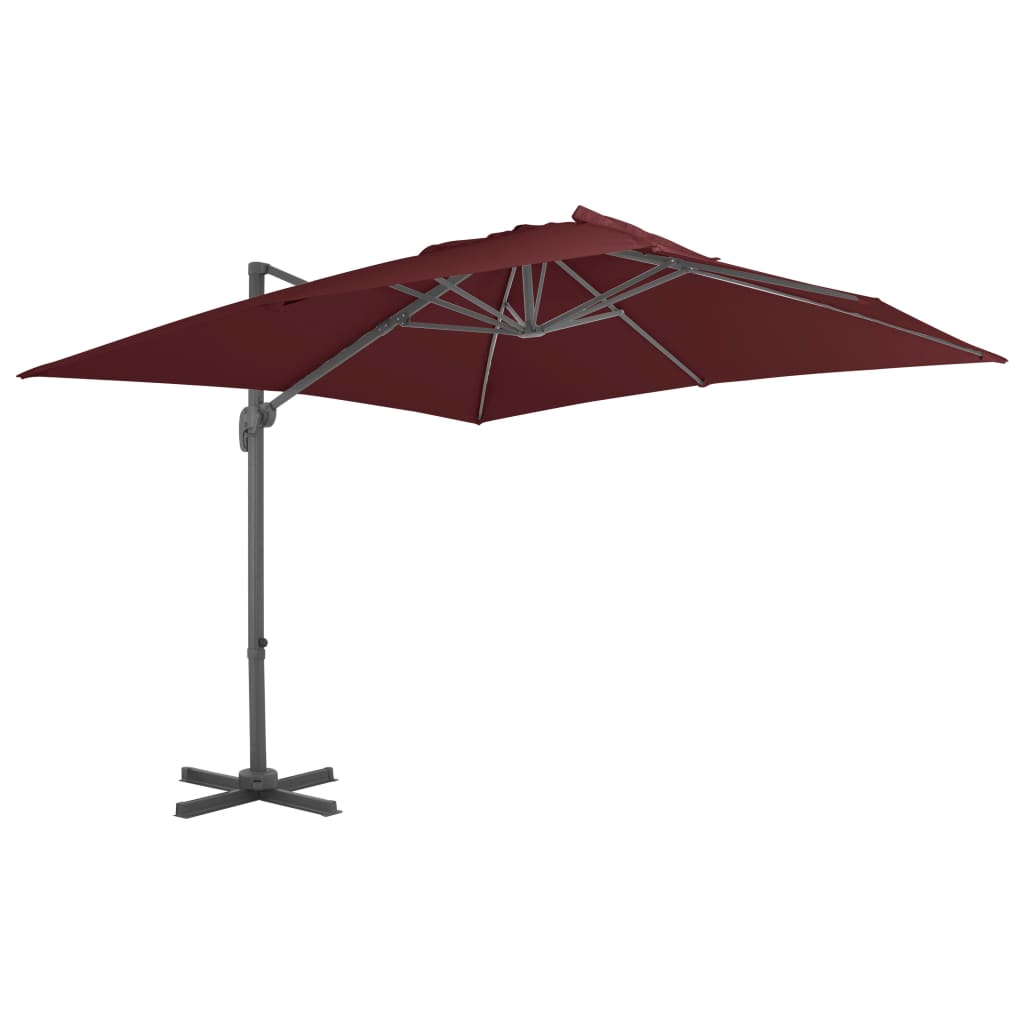 Umbrela de exterior in consola cu stalp de aluminiu vidaXL, 400 x 300 x 268 cm, Rosu bordo