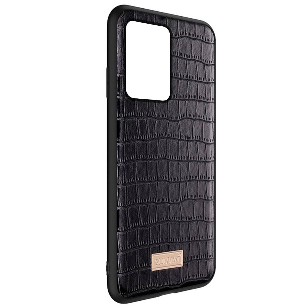 Husa din Piele Croco pentru Samsung Galaxy S21, Optim IAO Protection, Snake Design, Elegance Next Level, Business Style, Royal Fashion, Latest Trend, Negru