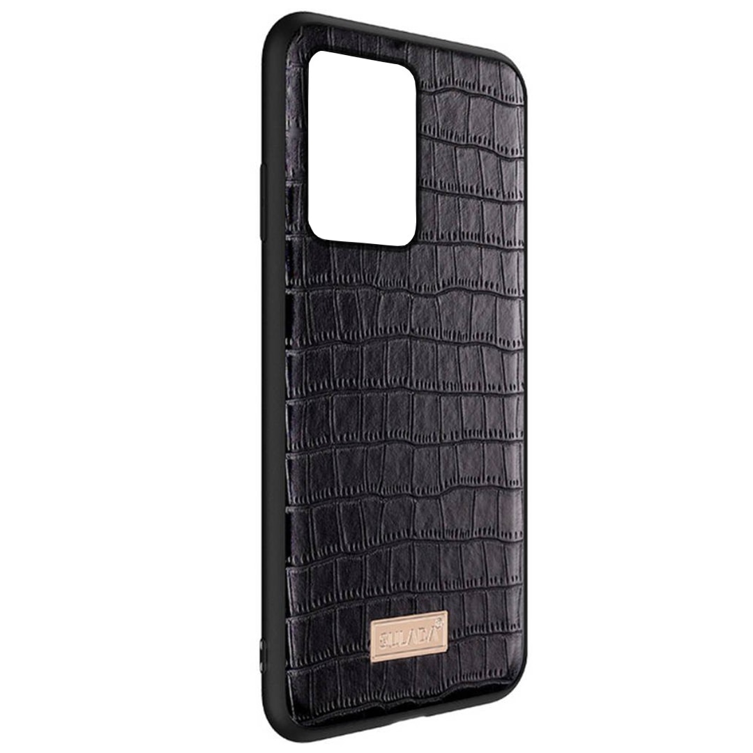 Husa din Piele Croco pentru Samsung Galaxy S21 Ultra, Optim IAO Protection, Snake Design, Elegance Next Level, Business Style, Royal Fashion, Latest Trend, Negru