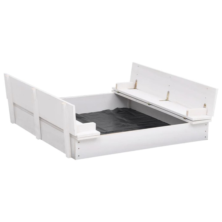 vidaXL fehér fenyőfa homokozó 95 x 90 x 15 cm 313889
