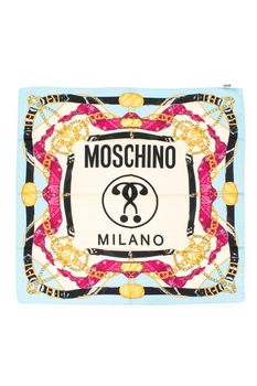 Esarfa dama cu imprimeu logo, Moschino, Multicolor, 90x90 cm Standard Esarfa dama cu imprimeu logo, Moschino, Multicolor, 90x90 cm Standard