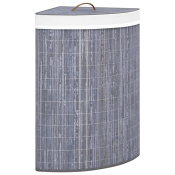Cos de rufe pentru colt, vidaXL, Bambus, 60 L, 52,3 x 37 x 65 cm, Gri Cos de rufe pentru colt, vidaXL, Bambus, 60 L, 52,3 x 37 x 65 cm, Gri