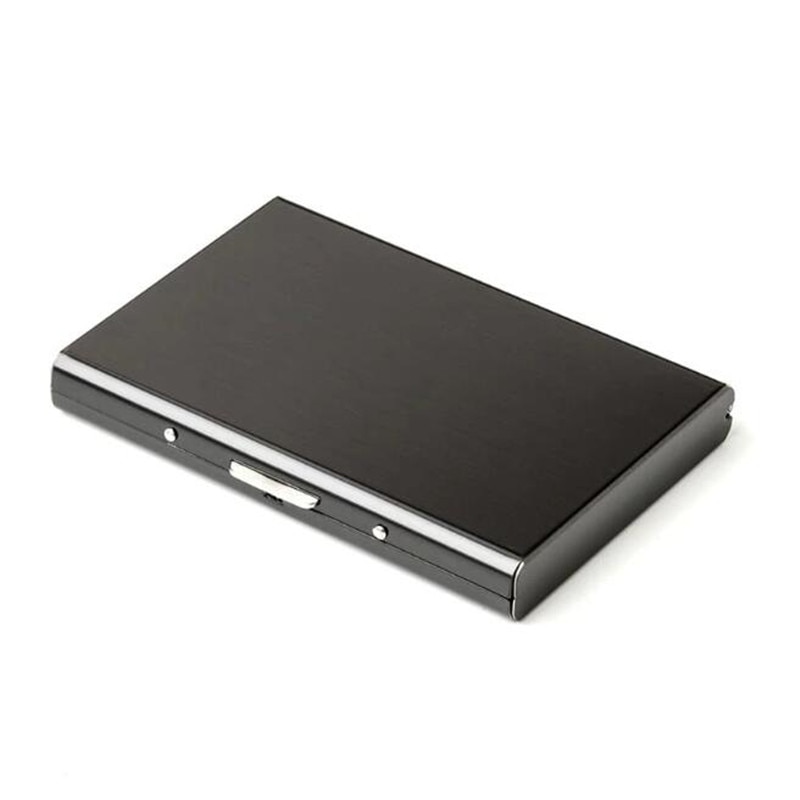 Portcard securizat RFID aluminiu unisex, ASKSA, Compartiment 6 carduri, Negru