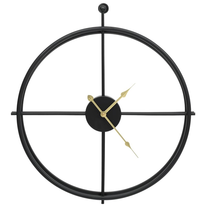 Ceas de perete vidaXL, negru, 52 cm, fier