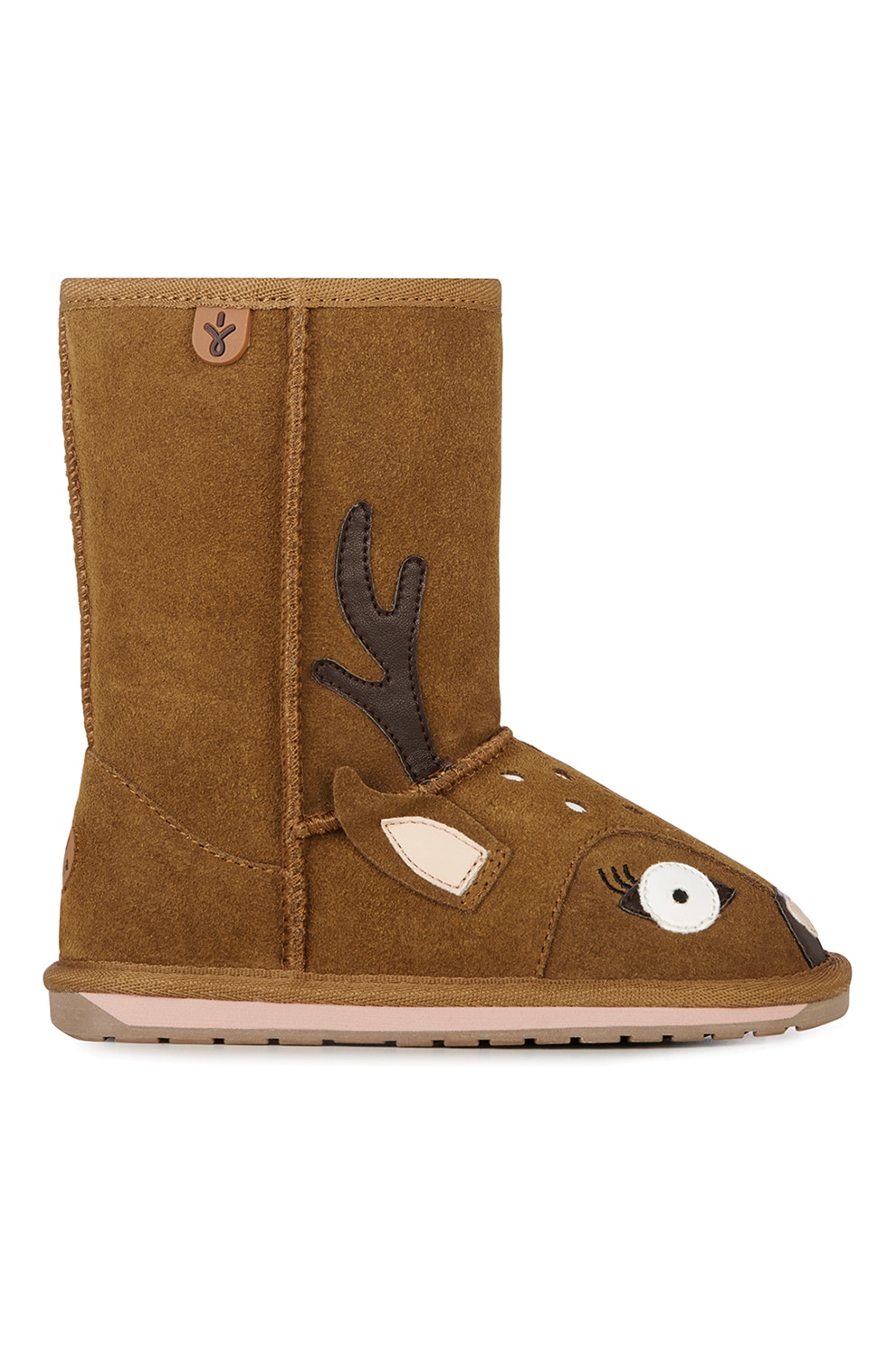 Emu, Cizme de piele intoarsa, fara inchidere Deer, Caramel/Alb prafuit/Maro inchis, 24 EU