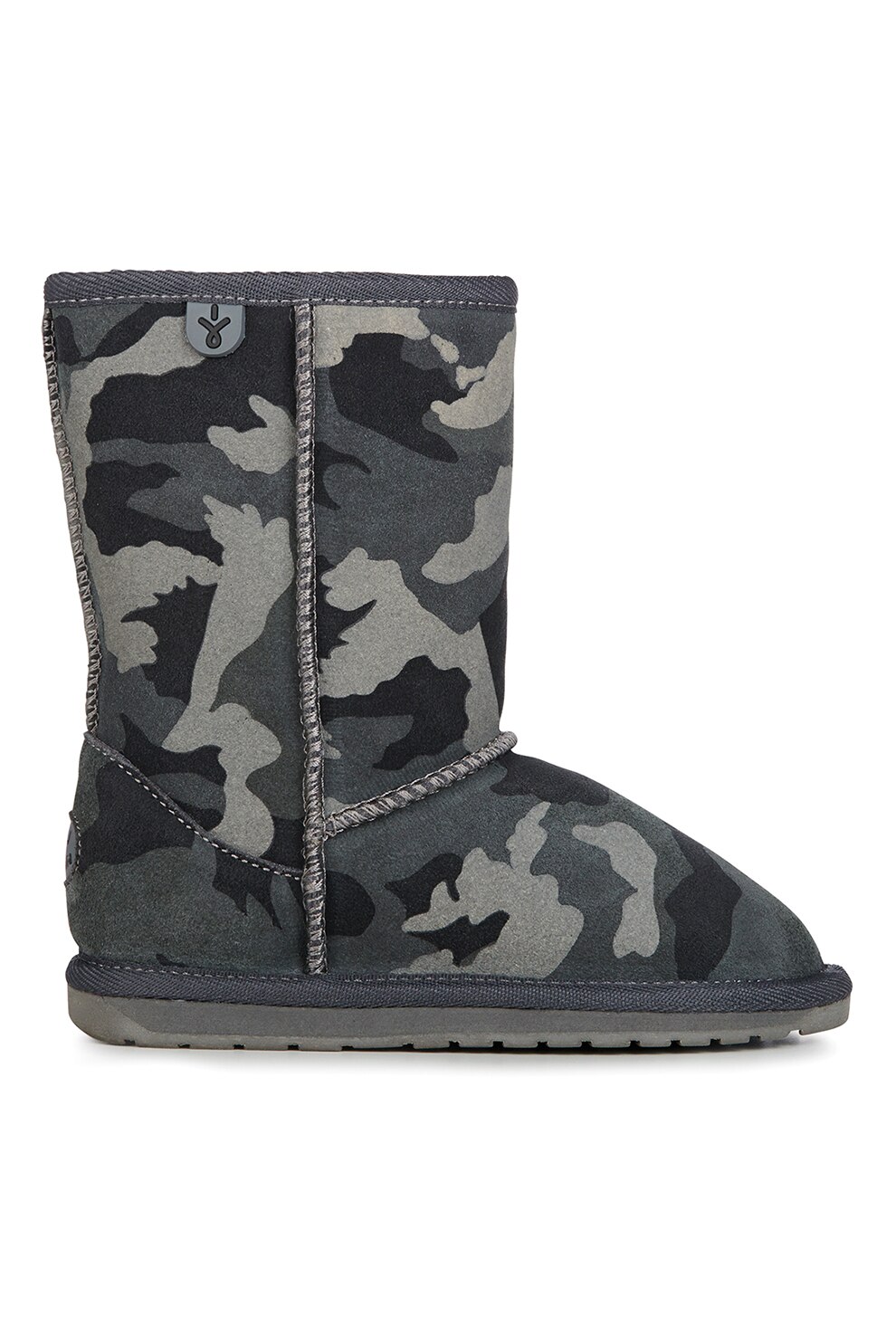 Emu, Cizme medii de piele intoarsa, fara inchidere Camo, Gri inchis/Gri cenusa/Gri antracit