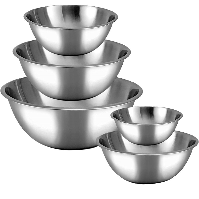 Set 5 Boluri din Inox, 16, 18, 20, 22, 24 cm, Argintiu
