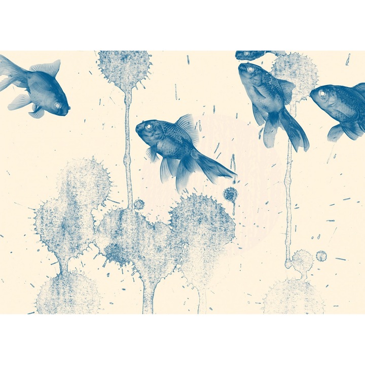 Dalenor tapéta, Halak, 144 x 105 cm, Kék/Krém