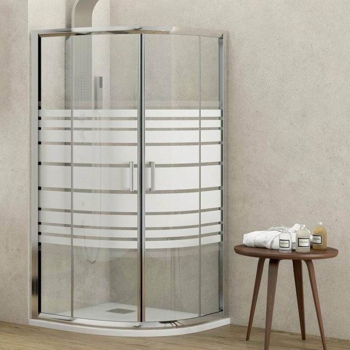 Овална душ кабина KARAG New Flora 200 Serigrafato , 90x90x180см, Рисувано стъкло, Хром