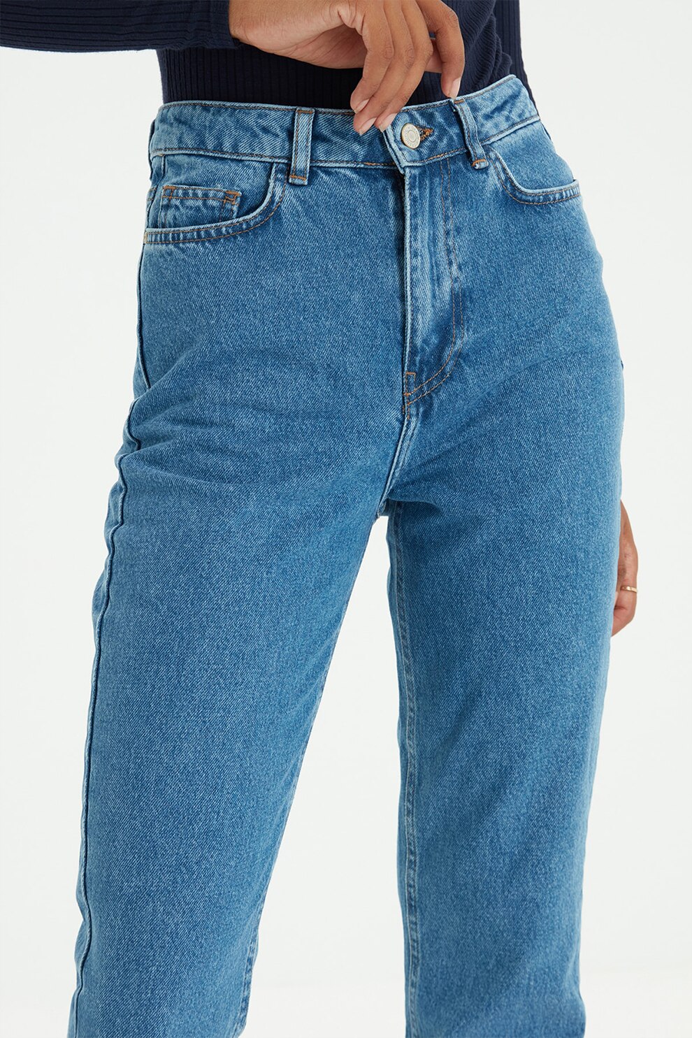 Trendyol, Blugi cu talie inalta, Albastru