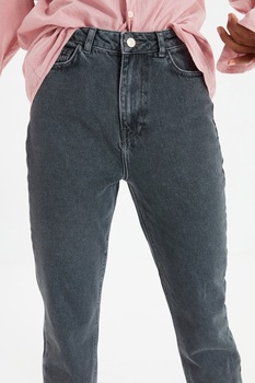 Trendyol, Blugi cu talie inalta, Gri antracit Trendyol, Blugi cu talie inalta, Gri antracit