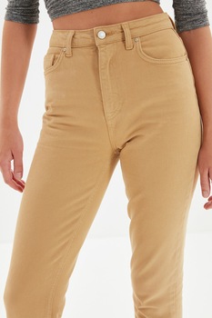Trendyol, Blugi mom-fit cu talie inalta, Bej Trendyol, Blugi mom-fit cu talie inalta, Bej