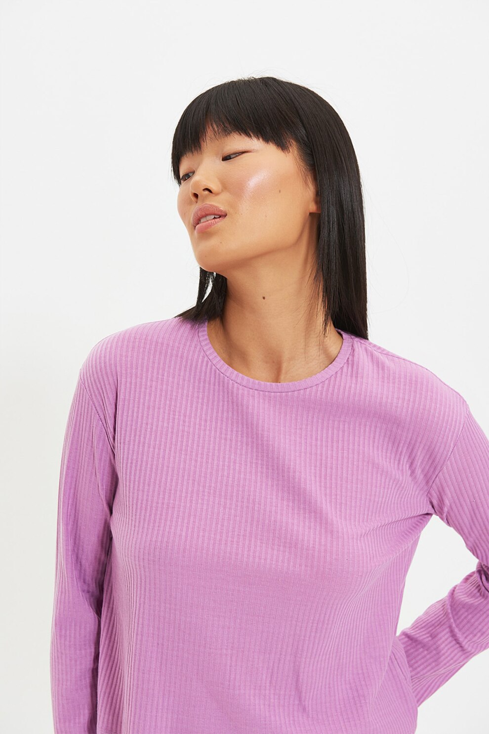 Trendyol, Pijama din amestec de bumbac, Lila