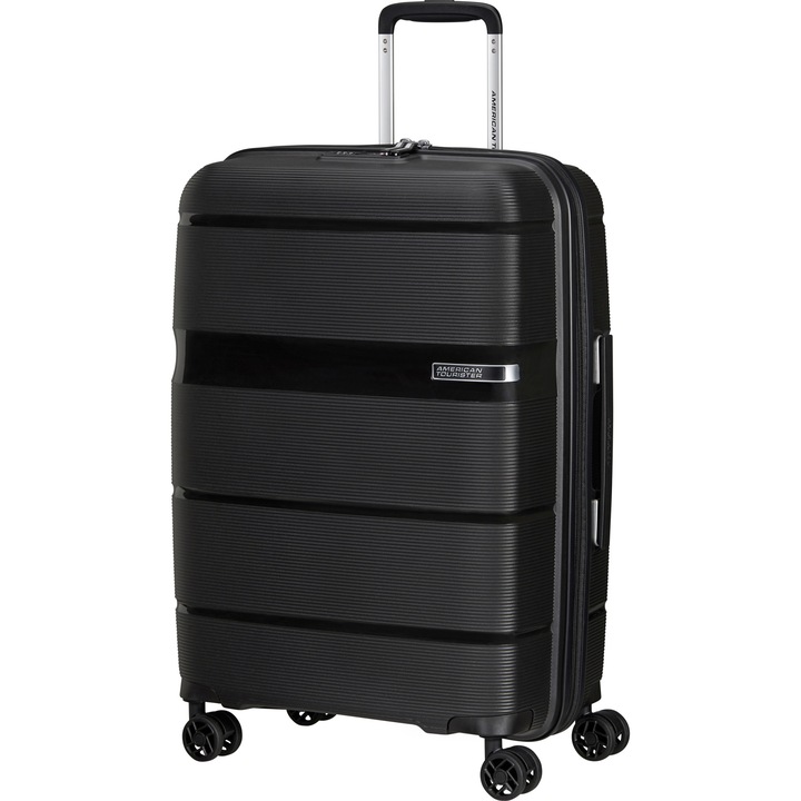 American Tourister Linex gurulós bőrönd, 45x27x66 cm, Fekete