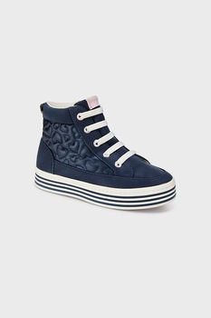 Mayoral, Pantofi sport inalti flatform cu model matlasat cu inimi, Bleumarin Mayoral, Pantofi sport inalti flatform cu model matlasat cu inimi, Bleumarin