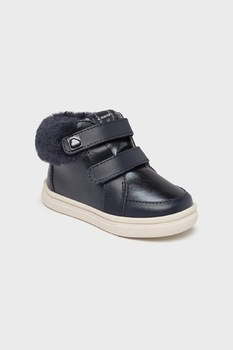 Mayoral, Ghete din piele si material sintetic cu garnitura din blana sintetica, Bleumarin, 20 EU Mayoral, Ghete din piele si material sintetic cu garnitura din blana sintetica, Bleumarin, 20 EU