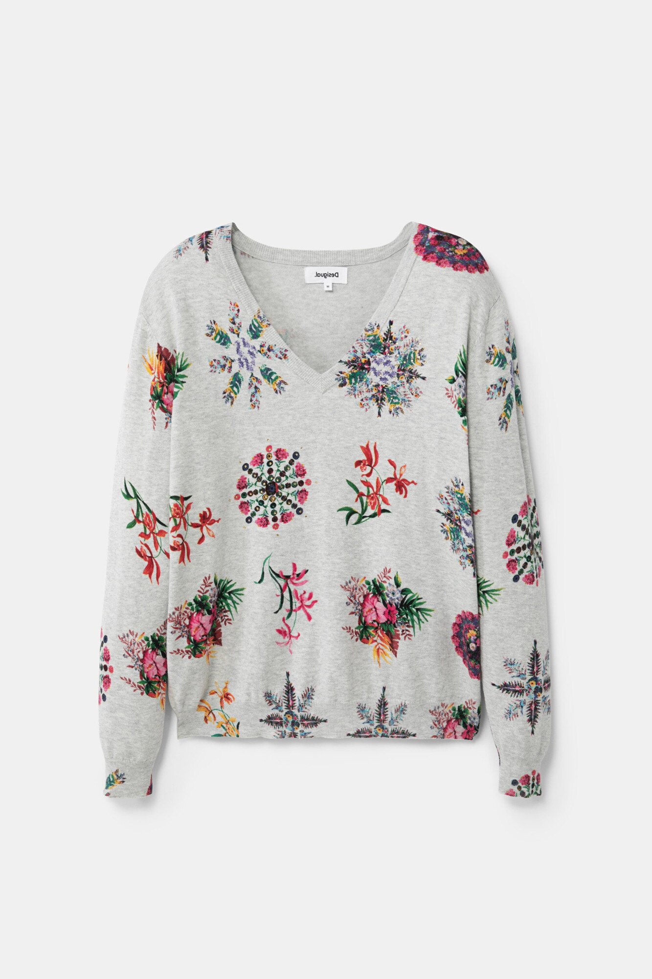 Pulover, Desigual, Regular fit, Gri, Gri