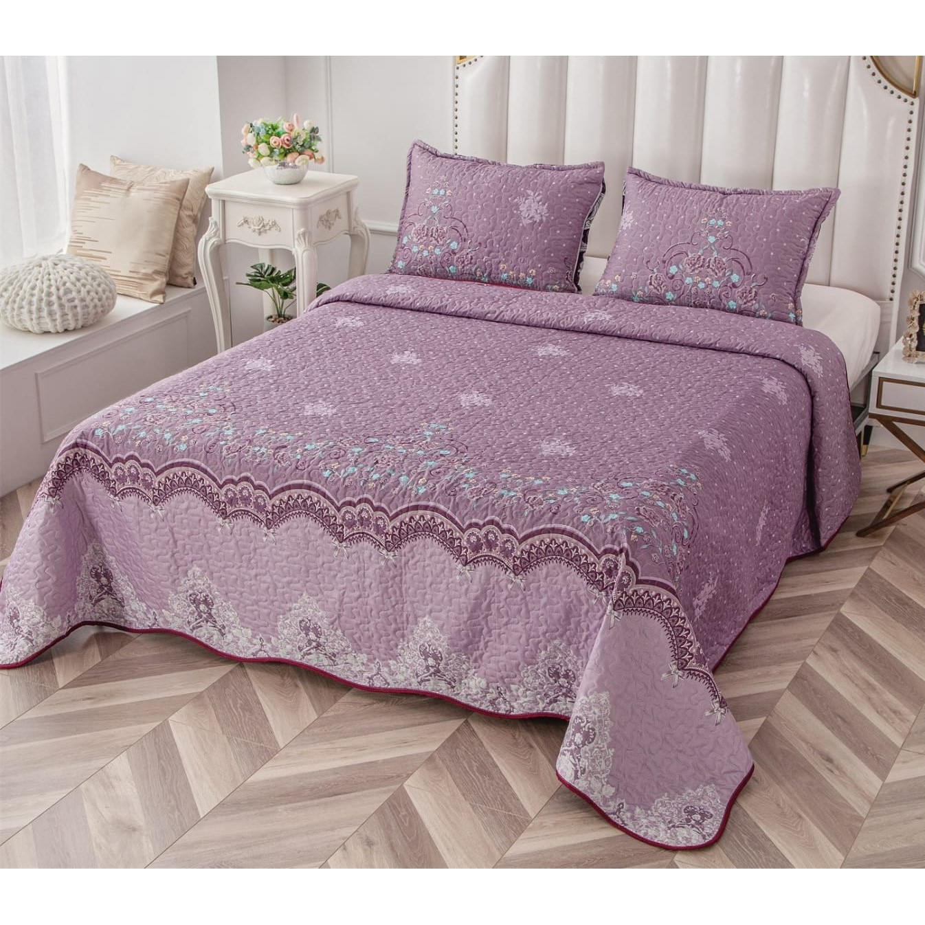 Set Cuvertura Matlasata 240x220 pentru pat si 2 fata perna CVD-312