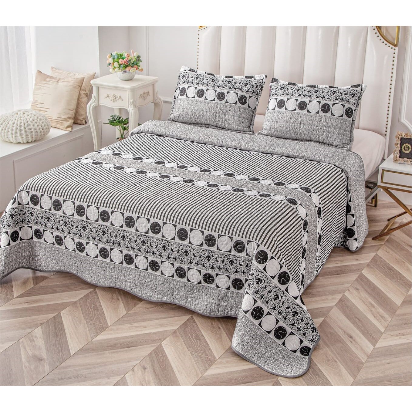 Set Cuvertura Matlasata 240x220 pentru pat si 2 fata perna CVD-328