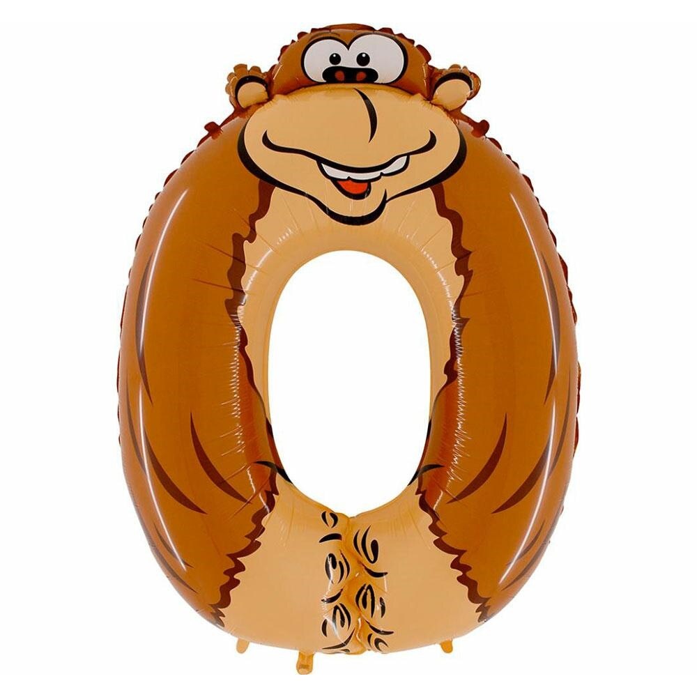 Balon Folie Cifra 0 Gorila, Multicolor, 102 cm