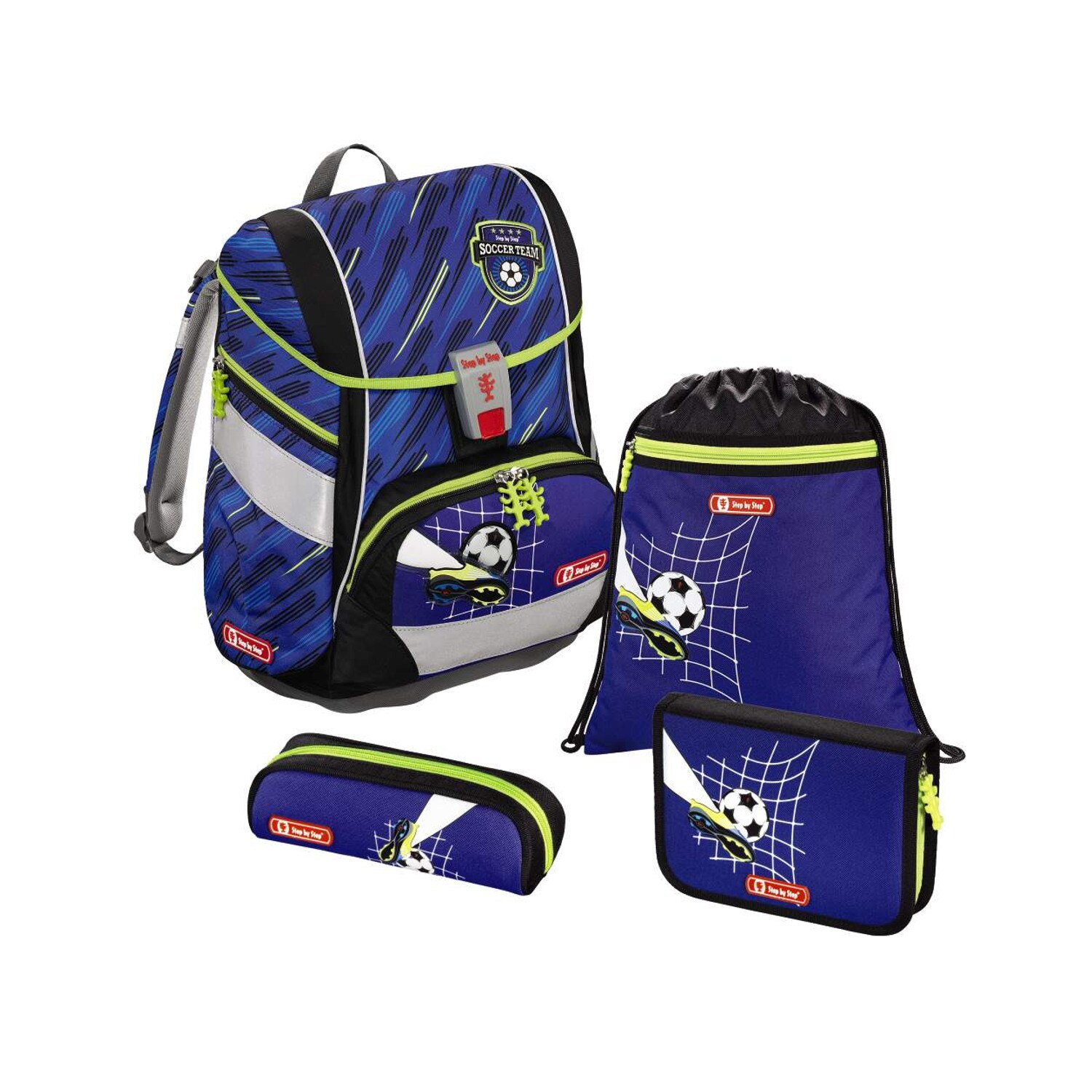 Set ghiozdan echipat Step by Step Soccer Team, 22 L, albastru-gri
