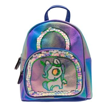 Rucsac pentru copii, din piele ecologica, Albastru cu paiete, model unicorn - RUC205 Rucsac pentru copii, din piele ecologica, Albastru cu paiete, model unicorn - RUC205