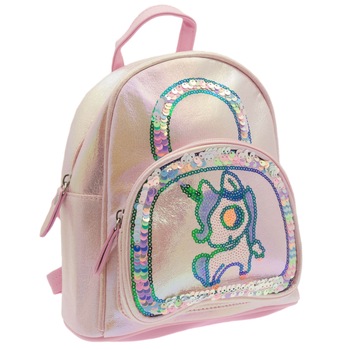 Rucsac pentru copii, din piele ecologica, Roz cu paiete, model unicorn - RUC202 Rucsac pentru copii, din piele ecologica, Roz cu paiete, model unicorn - RUC202